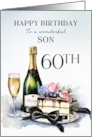 Son 60th Birthday Champagne and Cake card