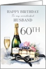 Husband Happy 60th Birthday Champagne and Cake card