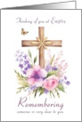 Easter Remembrance Rustic Wooden Cross with Watercolor Flowers card
