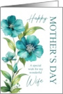 Wife Modern Mothers Day Blue Flax Flowers card