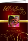 80th Birthday Party Invite Elegant Red and Gold card