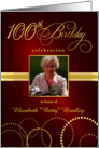 100th Birthday Party Invite Elegant Red and Gold card