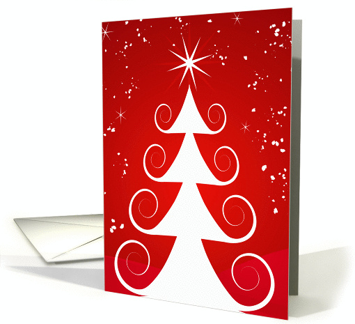 Curly Christmas Tree on Red card (109675)