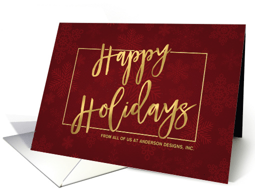 Trendy Hand-Lettered Gold Script Corporate Holiday Greetings card