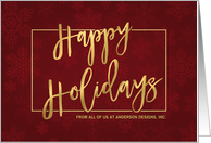 Trendy Hand-Lettered Gold Script Corporate Holiday Greetings card