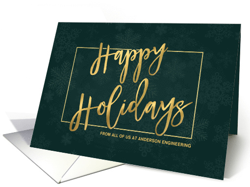 Modern Hand-Lettered Gold Script Corporate Holiday Greetings card