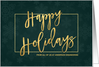 Modern Hand-Lettered Gold Script Corporate Holiday Greetings card