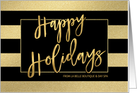 Gold Stripes Hand-Lettered Trendy Business Holiday Greetings card