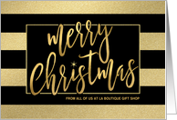 Merry Christmas Gold Stripes Hand-Lettered Holiday Greetings card