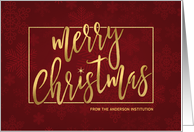 Merry Christmas Gold Stripes Hand-Lettered Holiday Greetings card