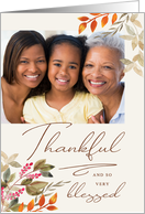 Thankful & Blessed Thanksgiving Fall Holiday Photo Greeting card
