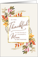 Fall Foliage Thanksgiving Greeting for Mom and Her Partner card