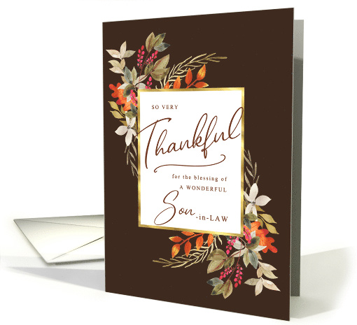 Thankful Fall Foliage Thanksgiving Greeting for Son-in-Law card