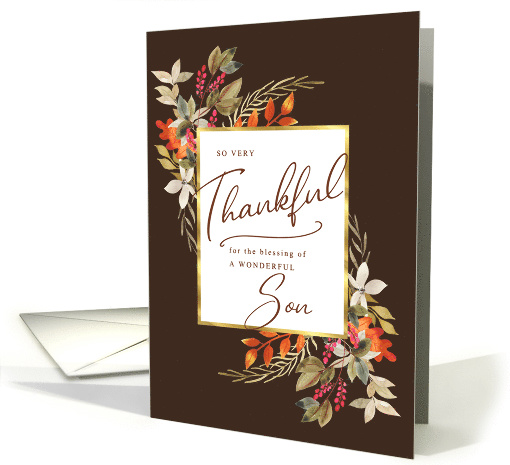 Thankful Fall Foliage Thanksgiving Greeting for Son card (1579256)