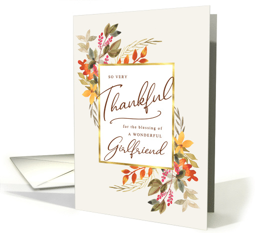 Thankful Fall Foliage Thanksgiving Greeting for Girlfriend card