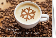 Peace Love & Java Coffee Business Holiday Greeting card