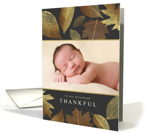 Blessed and Thankful Thanksgiving Holiday Photo Greeting card