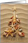 Peace Sea Shells on Sand Christmas Tree Holiday Greeting card