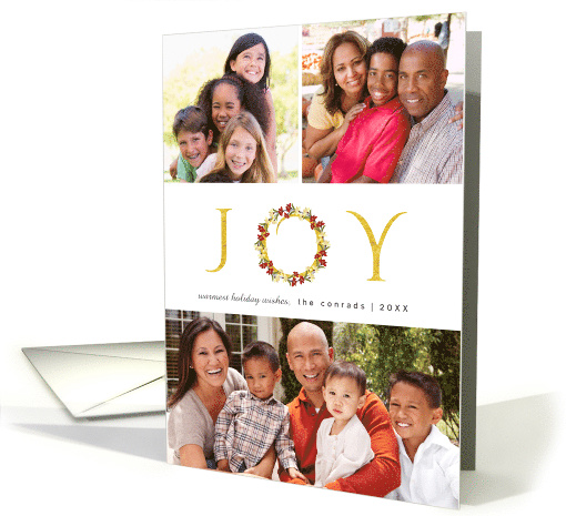Christmas Joy Floral Wreath Gold and White Holiday... (1580976)