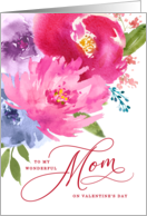 Watercolor Bouquet to Mom on Valentine’s Day card