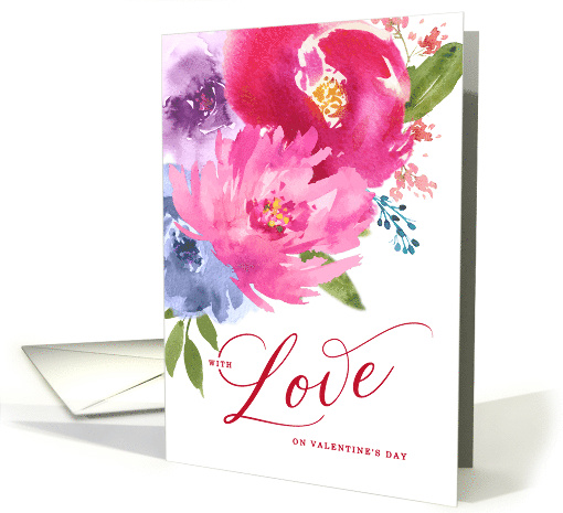 Happy Valentine's Day with Love Watercolor Bouquet card (1595868)