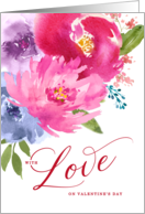 Happy Valentine’s Day with Love Watercolor Bouquet card