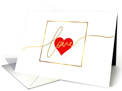 Love Script Modern Happy Valentine's Day White, Gold and Red card