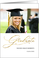 Graduation Announcement for Daughter Elegant Script with Photo card