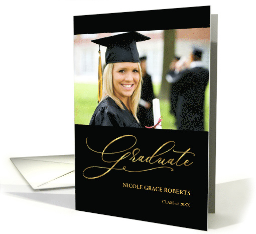 Graduation Announcement for Daughter Black and Gold... (1601182)