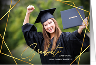 Graduation Announcement Gold Geometric Photo for Daughter card