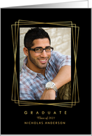 Graduation Announcement for Son Gold Geometric Photo Frame Black card