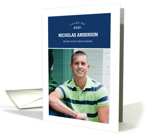 Graduation Announcement for Son Navy Blue and White... (1601722)