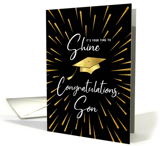 Graduation Time to Shine Gold Fireworks - Congratulations Son card