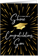 Graduation Time to Shine Gold Fireworks - Congratulations Son card