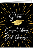 Graduation Time to Shine Gold Fireworks Congratulations Great-Grandson card