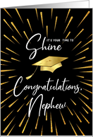 Graduation Time to Shine Gold Fireworks - Congratulations Nephew card