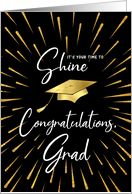 Congratulations Grad - Time to Shine Gold Fireworks card