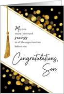 Graduation Congratulations Son with Faux Tassel Gold Confetti Dots card