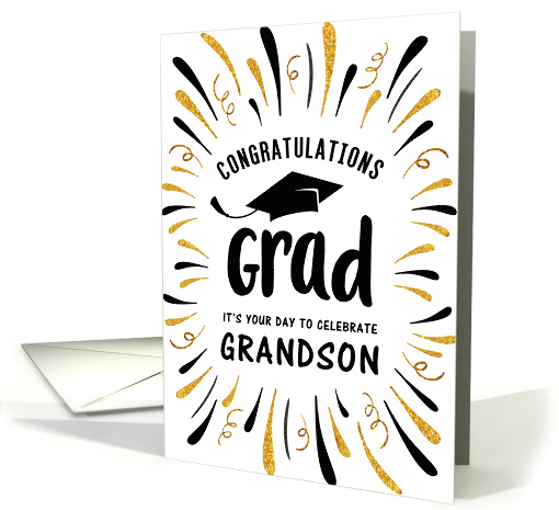 Graduation Congratulations Grandson with Festive Streamers card