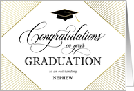 Graduation Congratulations Nephew Elegant Art Deco Gold on White card