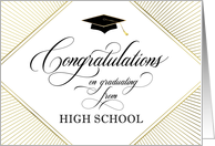 High School Graduation Congratulations Elegant Art Deco Gold on White card