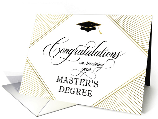 Master's Degree Graduation Congratulations Elegant Art Deco White card