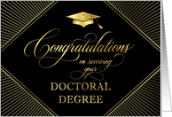 Doctoral Degree Graduation Congratulations Elegant Art Deco Black card