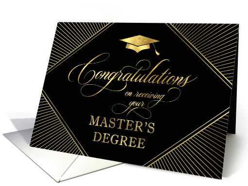 Master's Degree Graduation Congratulations Elegant Art Deco Black card