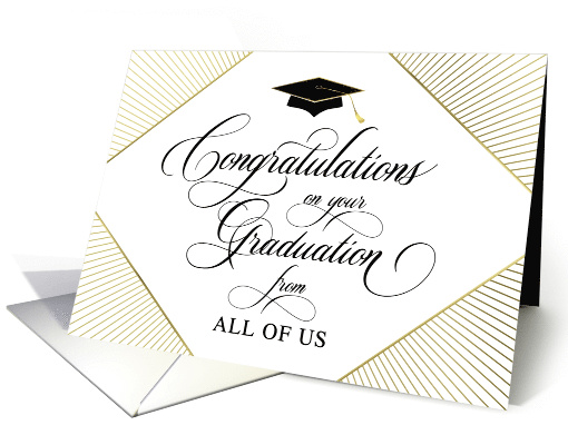 Graduation Congratulations From All of Us Elegant Art Deco White card