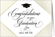Graduation Congratulations From All of Us Elegant Art Deco White card
