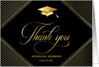 Custom Name Graduation Thank You Elegant Art Deco Black card