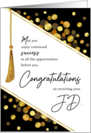 JD Graduation Congratulations Faux Tassel with Gold Confetti Dots card