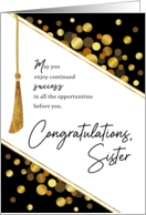 Graduation Congratulations Sister Faux Tassel Gold Confetti Dots card