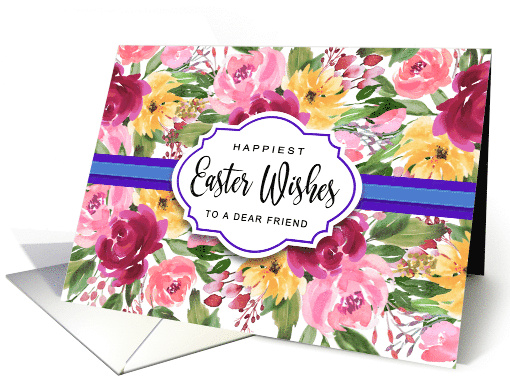 Happy Easter Wishes for Friend Watercolor Peonies card (1676116)